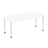 Impulse 1800mm Straight Table White Top Chrome Post Leg I003599 DD